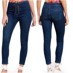 Free People Lace Up High Waisted Skinny Jeans 27